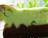 Double moelleux (étage supérieur façon cheese-cake à la menthe, étage inférieur moelleux-fondant au chocolat noir !)