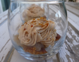 Verrine de pain d'épices, poires, foie gras