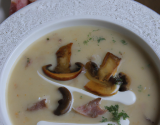 Velouté de champignons au gingembre et jambon de canard