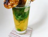 Bouillon Ariaké presque comme un mojito, raviolis au concombre et au poulet