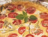 Clafoutis au chèvre frais, courgettes et tomates cerises