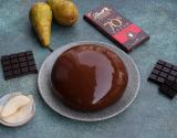 Entremets aux poires et chocolat et glaçage miroir