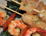 Brochettes de poulet et gambas