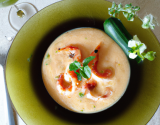 Gaspacho de langoustines à la crème de courgette