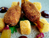 Croquettes de canard et foie gras condiment pomme mostarda