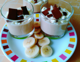 Verrines poire, chocolat et bananes