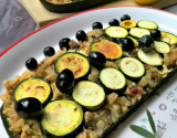 Flétan en croûte d'olives et galettes courgettes-quinoa