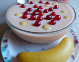 crème à la banane et gelée de groseille