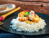 Rougeaille de gambas à la crème et riz basmati