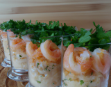 Verrines de pâtes aux crevettes