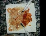 Crevettes chaudes sauce tomate