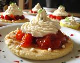 Tartelettes sucrées de tomates confites et chantilly de basilic-citron