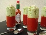 Gelée tomates, poivrons au Tabasco® et espuma d'avocat