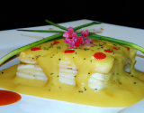 Cake poireaux surimi et son cœur de sauce hollandaise