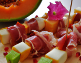 Brochettes sucrées-salées jambon de bayonne melon