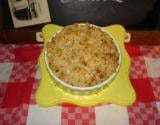 Crumble saumon fondue de poireaux au roquefort