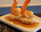 Gambas au saké et au miel