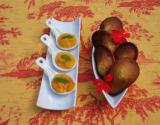 Cuillères gourmandes aux confits de fruits jaunes miel et porti blanc, madeleines aux graines de pavot