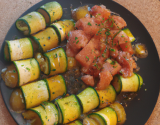 Courgettes caramélisées et saumon