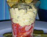 Verrines tomates et œufs brouillés aux asperges