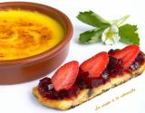 Crème catalane au safran et brioche perdue betterave rouge et fraise