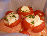 Papillote de saumon tomate et roquefort