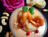 Purée aux noix de st jacques et crevettes roses