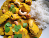 Poulet au curry gingembre et noix de coco