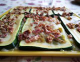 Lasagnes de courgettes et petits lardons