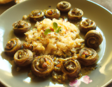 Escargots de Bourgogne au risotto de blé