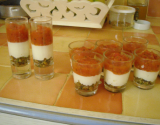 Verrine pesto crème de parmesan tomates confites