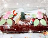 Bûche de Noël au chocolat et pistaches