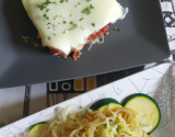 Gratin courgette spaghettis tartare et cottage