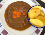 Soupe aux lentilles, patates douces et jus de carottes