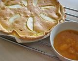 Tarte aux pommes couverte, compote d'abricots