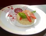 Risotto aux fraises et crevettes roses