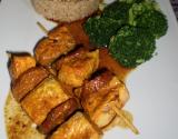 Brochettes de saumon et chorizo