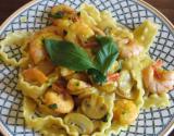 Tagliatelle aux crevettes et champignons