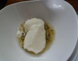 Sorbet mascarpone-citron sur lit de kiwi de l'Adour et son jus