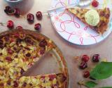 Clafoutis aux cerises au subtil parfum de pistache et sa glace à la pistache