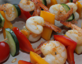 Brochette de crevettes et légumes aux parfums d'Asie