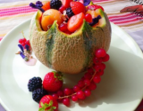 Melon aux fruits rouges, sirop léger aux cranberries et à l'hibiscus