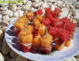 Brochettes pastèque melon jambon