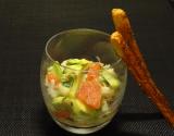 Verrine de crabe et avocat aux agrumes, vinaigrette au gingembre