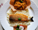 Filets de dorade, cornet de riz croustillant