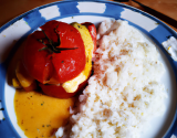 Tomates et pomme de terre farcie et son riz à la crème de citron