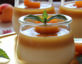 Panna cotta à la crème de caramel sur sa compotée d'abricots