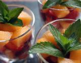 Verrine melon, fraises au sucre vanillé