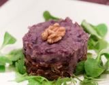 Parmentier de vitelotte, champignons sur son émietté de canard confit