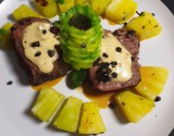 Filet mignon et sa sauce ananas et poivre vert